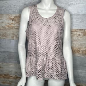 A.N.A eyelet lace peplum top Mauve size L